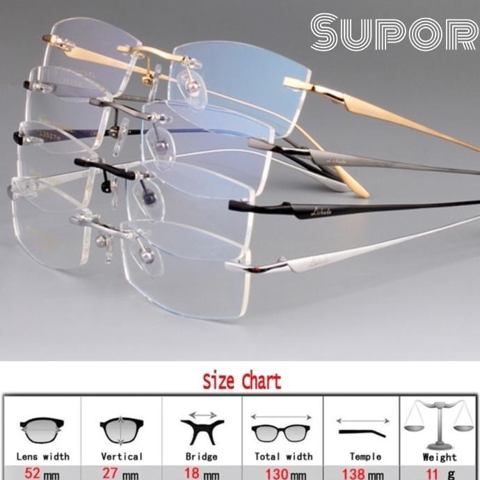Best Sales Fl11 Frame Kacamata Titanium Minus Pria Wanita Frameless Fl11 Rimless Original