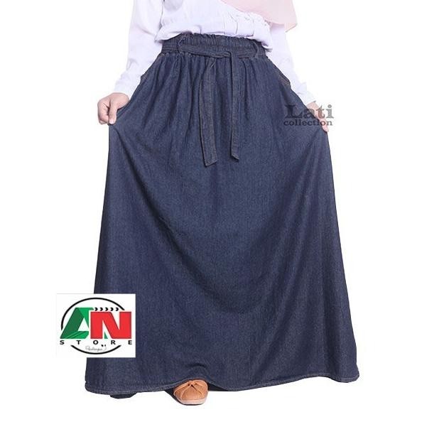 Limited - ROK PANJANG JEANS JUMBO / ROK DENIM JUMBO LINE A / ROK WANITA BIG SIZE - Hitam 