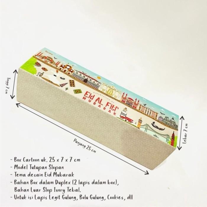 

Kardus Bolu Gulung Dus Rollcake Lebaran Box Idul Fitri Ukuran 25X7X7Cm 007