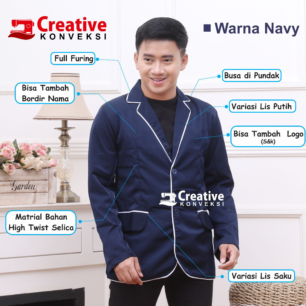 [MADE BY QUALITY] Jas Almamater, Warna navy lis putih Jas Osis, Jas Sekolah SMP / jas pondok