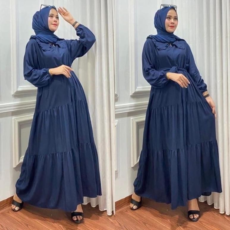 Kekinian Gamis Noora Jumbo Rempel Susun Katun Rayon - Dress Wanita Rempel Promo