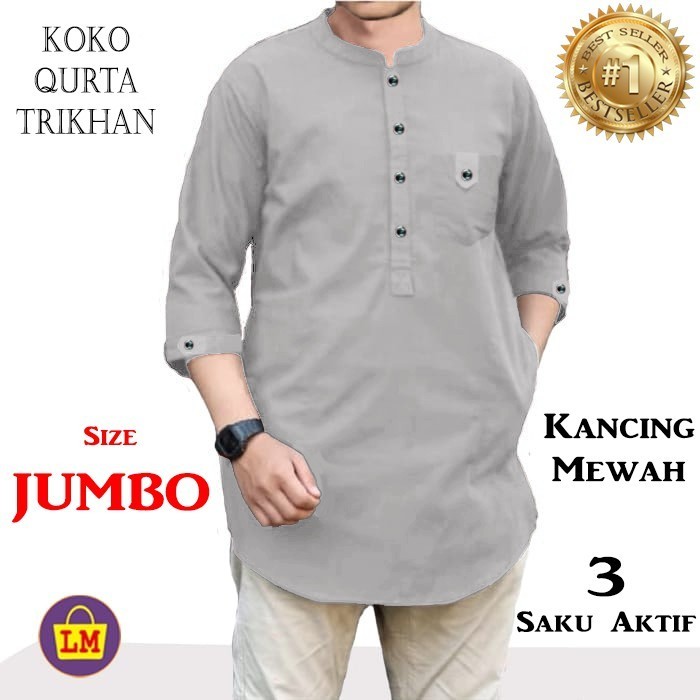Koko Pria Dewasa Terbaru 2024 Baju Muslim Cowok Lengan Panjang Kokko Remaja Atasan Slim Fit Pendek J
