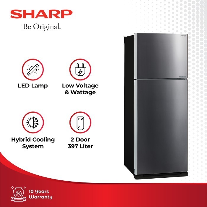 Sharp Kulkas 2 Pintu SJ-IG470M-DS Grand Vetro Dark Silver 397L Palu