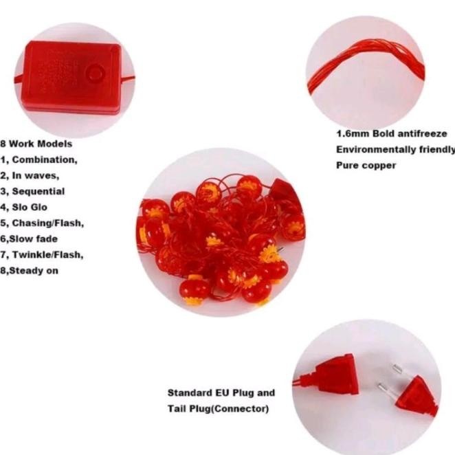 Led Lampion Imlek Hiasan Pohon Merah /Lampu Gantung Mini Imlek 2023 | Opheliazulaikastore