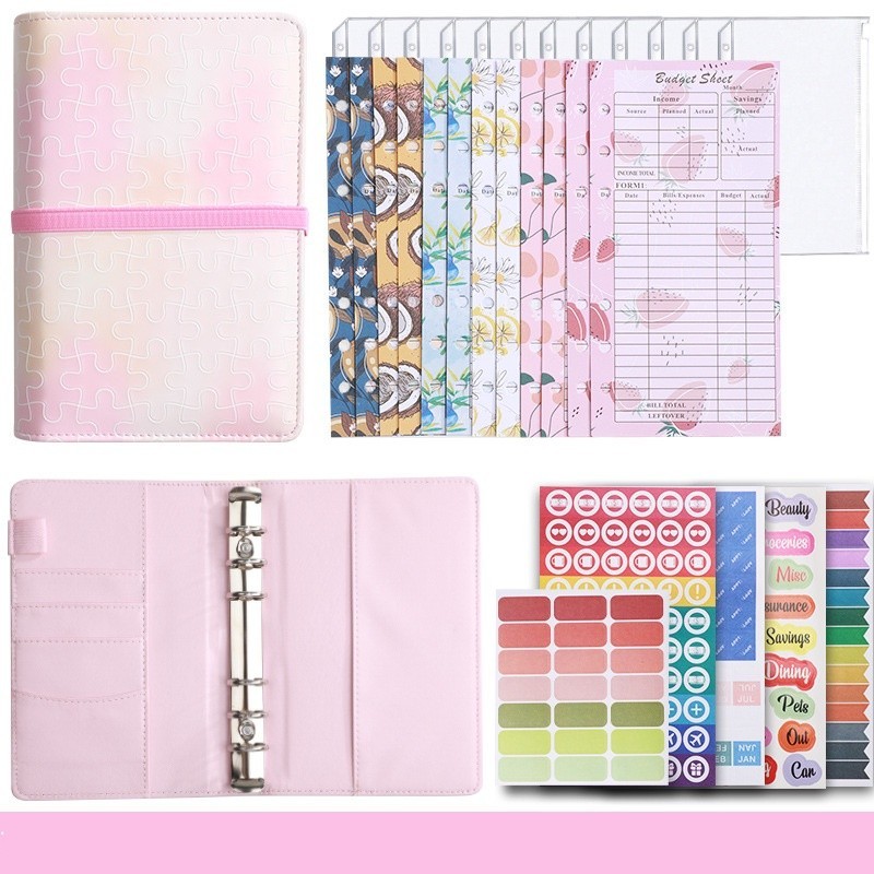

【Wholesale】MOQ≥30 Buku Catatan A6 Sampul Buku Tulis Kulit PU Flipchart isi Ulang Buku Anggaran Kas Di Dalam Saku Ritsleting