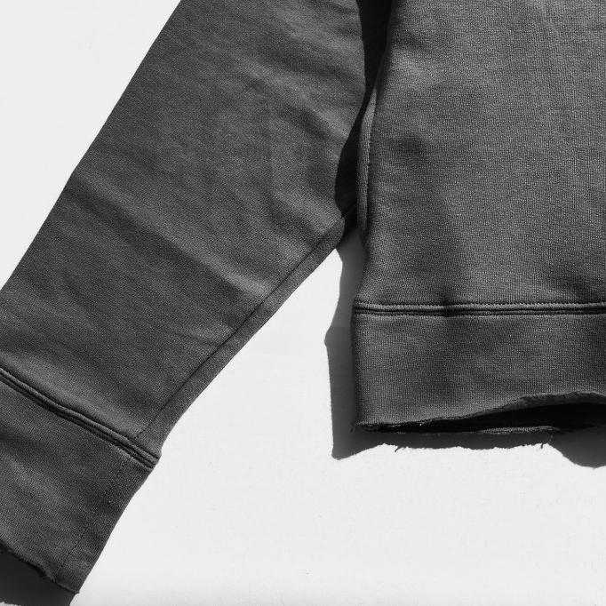 UNFINISHED OVERSIZE FLEECE COTTON HOODIE 280 GSM SEMI CROP DARK GREY B77S