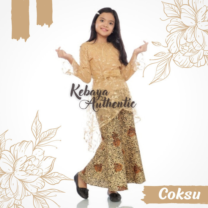 New Kebaya Anak Perempuan Modern 14 Tahun Set Brokat Mutiara SD SMP
