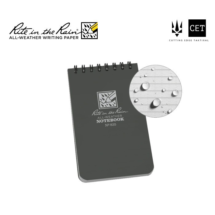 

Jualan Rite In The Rain 835 Top-Spiral 3X5" Notebook Buku Tahan Air - Grey Trendi