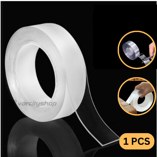 

DOUBLE TAPE BENING 8MM*3M PEREKAT 0.8CM CLEAR TRANSPARAN DOBEL TIP