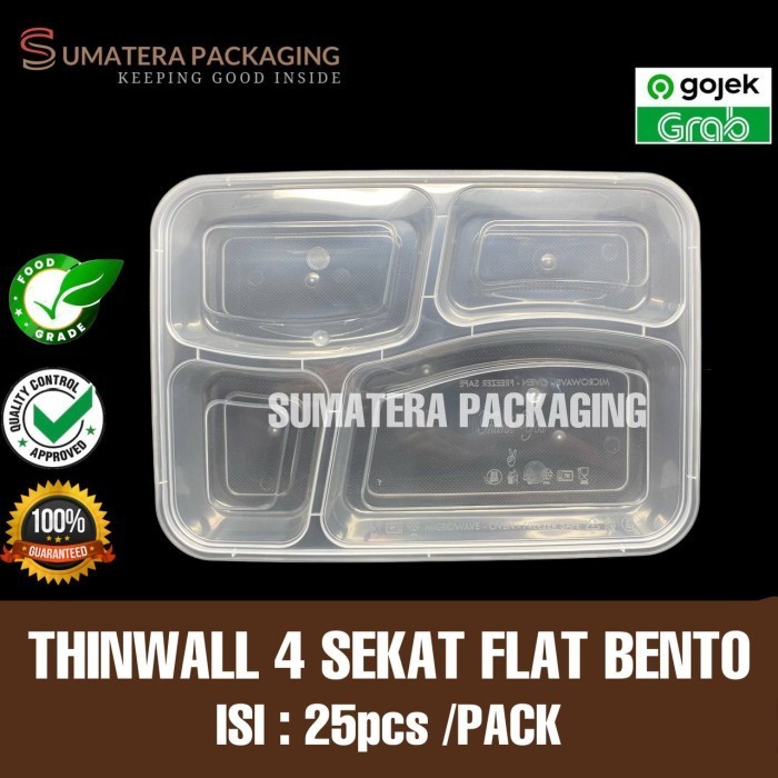 

Buruan serbu] Thinwall Sekat 4 Flat 25pc Kotak Makan TRAY Bento BOX Medan