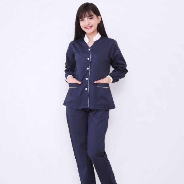 Seragam Baby Sitter Scarlett Navy / Seragam Suster / Baju Baby Sitter