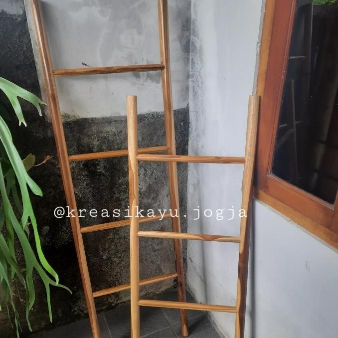 Ladder Hanger Kayu Jati, Gantungan Tangga Baju/Mukena,Tangga Hias