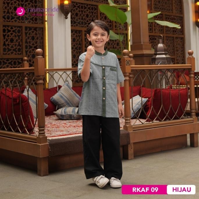 Terbaru Rauna - Baju Muslim - Sarimbit - Koko Anak Jasmine 09 Hijau Original