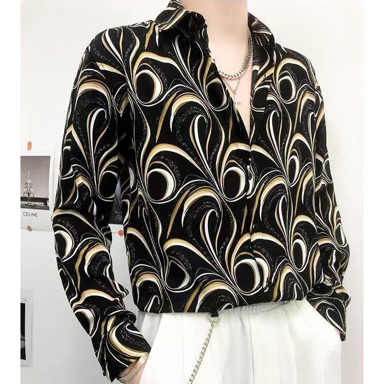 Kemeja Tipis ANDA Dicetak Mode Korea Kemeja Tipis Ramping