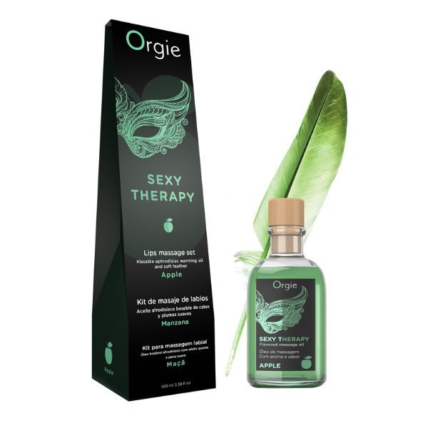 READY Orgie lips massage kit apple - flavored oral lubricant + feather
