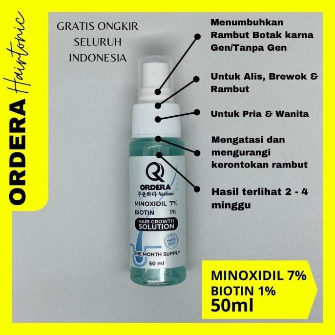 Recomend ORDERA MINOXIDIL 7% DAN BIOTIN PENUMBUH RAMBUT BREWOK ALIS TANPA GEN ..