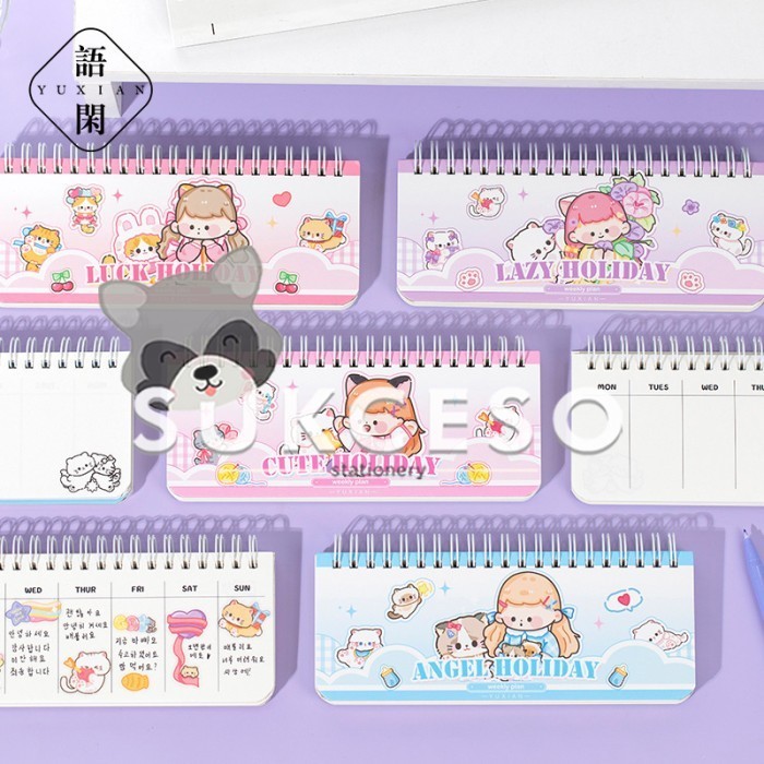 

Buruan Chichi Cat Paradise Spiral Weekly Planner / Buku Agenda Harian Mini Trendi