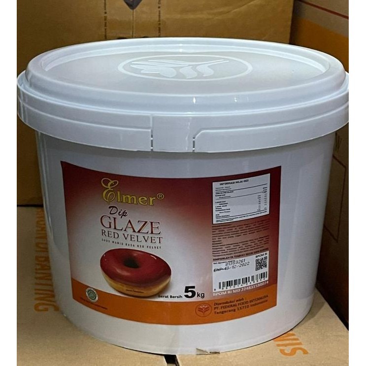 

Elmer Dip Glaze - Topping Donat Red Velvet 5kg - Gosend Grab - kuigrocery