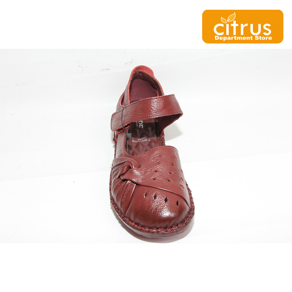 [BEST DEAL] Rohde 6705 Sepatu Flat Wanita Kulit Warna Maroon