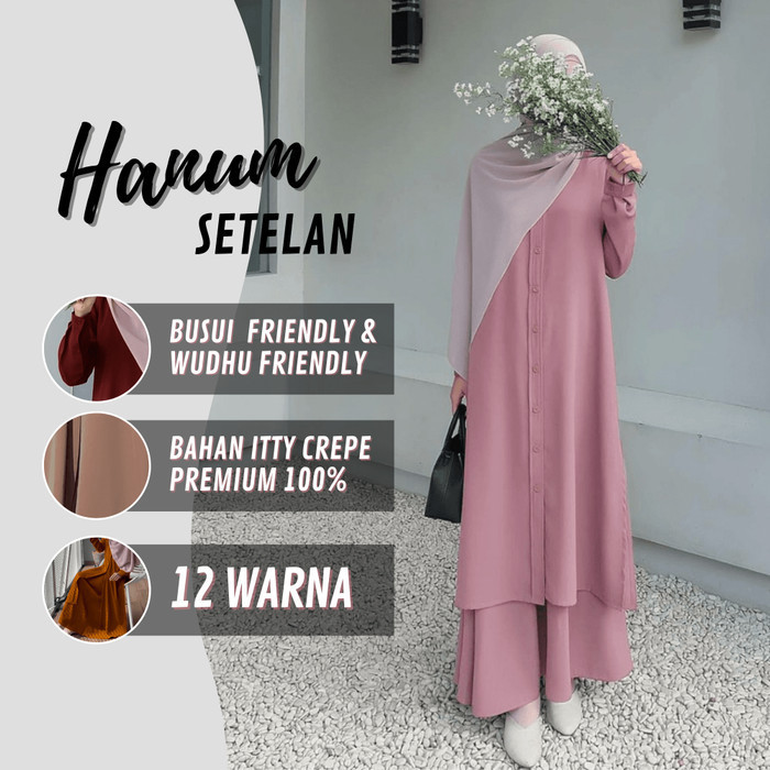 Baju Setelan Wanita One Set Rok Tunik Muslim Jumbo Korea Ootd
