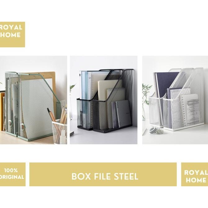 

Ikdronjons 2Pcs Tempat Penyimpanan File/Majalah White Steel Box File