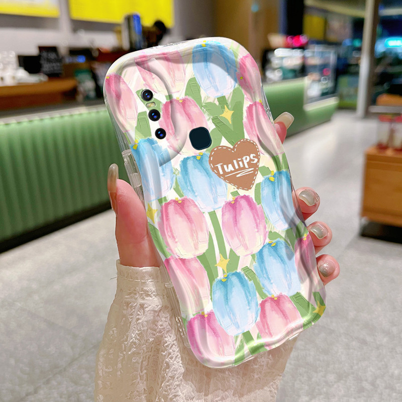 Casing Hp VIVO V15 VIVO V15 Pro VIVO V20 Pro VIVO S7 Case layar penuh pola bunga Casing HP indah Dou