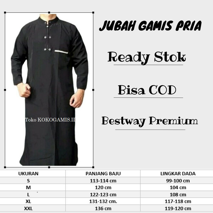 LANGSUNG KIRIMJubah Koko gamis Al harbi / Jubah takwa pria terlaris - Hitam, Remaja Shitam al harama
