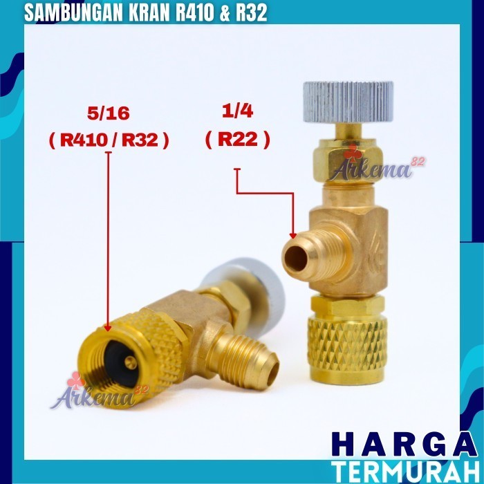 SAMBUANGAN KRAN R410 & R32 ADAPTER CONNEKTOR KQF-341A CANTAP VALVE