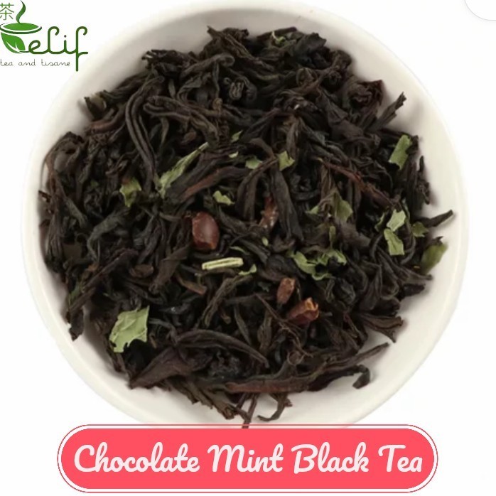 

Chocolate Mint Black Tea : Chinese Black Tea, Cocoa Seeds & Peppermint