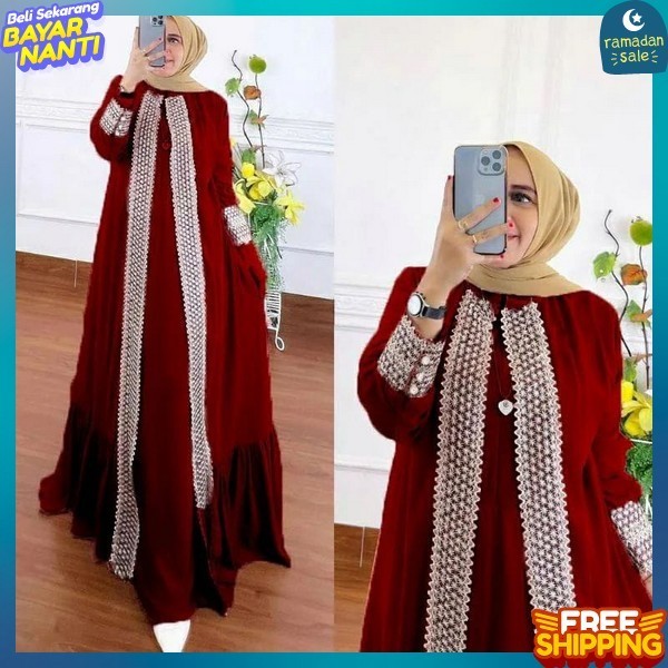 Syar'I Pakaian Sarii Gsmis Mewah Pesta Kondangan Gmiss Gamus Elegan Terbaru 2024 Maxi Simple Korean 