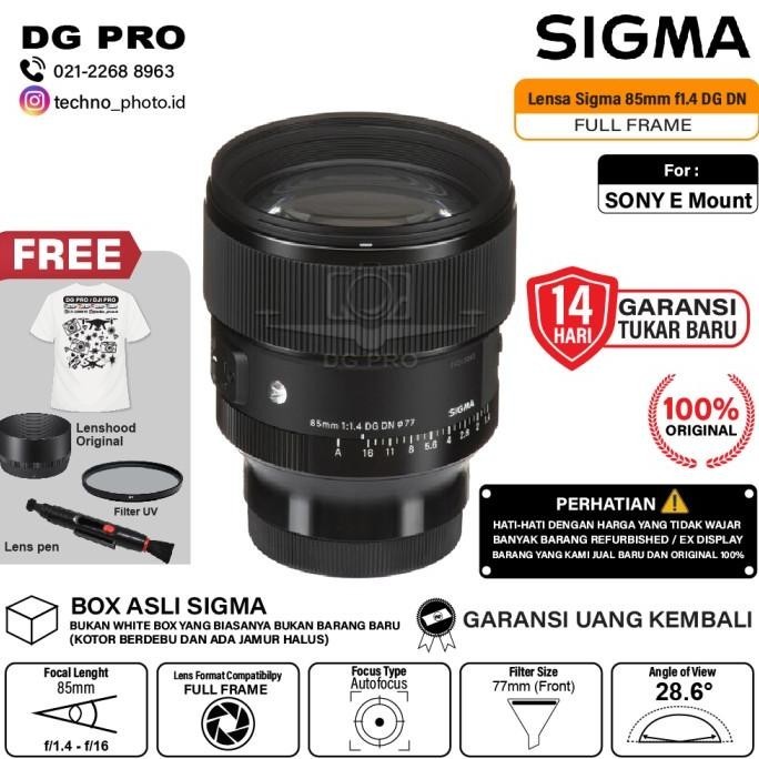 Sigma 85Mm F1.4 Dg Dn Art Lens For Sony E Lensa Sigma 85Mm F/1.4
