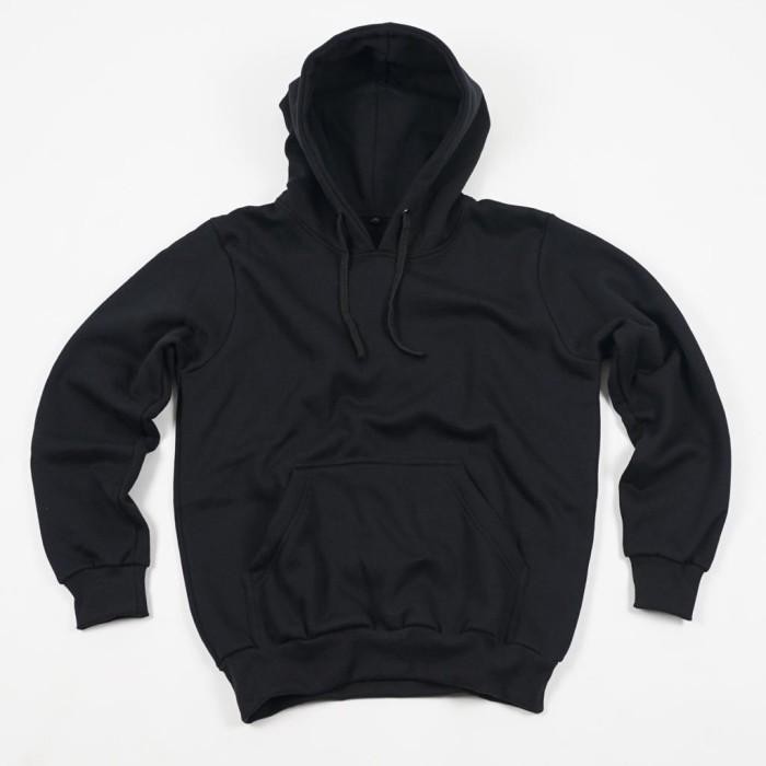 KEPOMP HOODIE COTTON FLEECE HITAM POLOS EKSKLUSIF