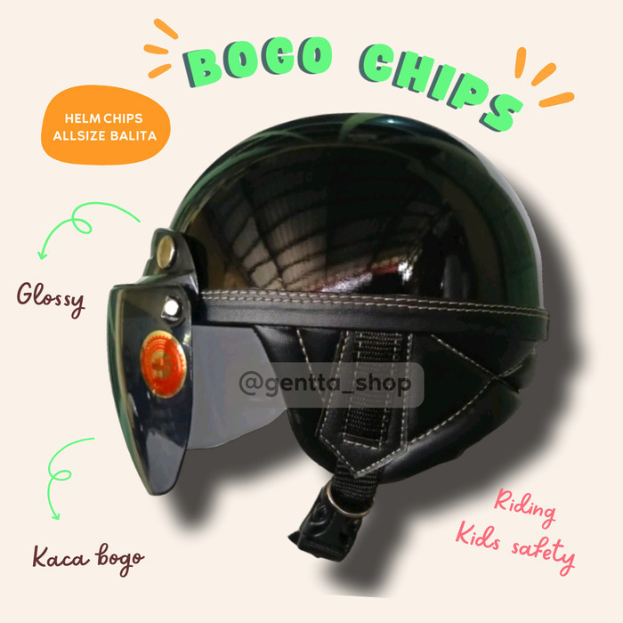 HELM ANAK BOGO POLOS HITAM GLOSSY ANAK LAKI LAKI BALITA BATOK SNI