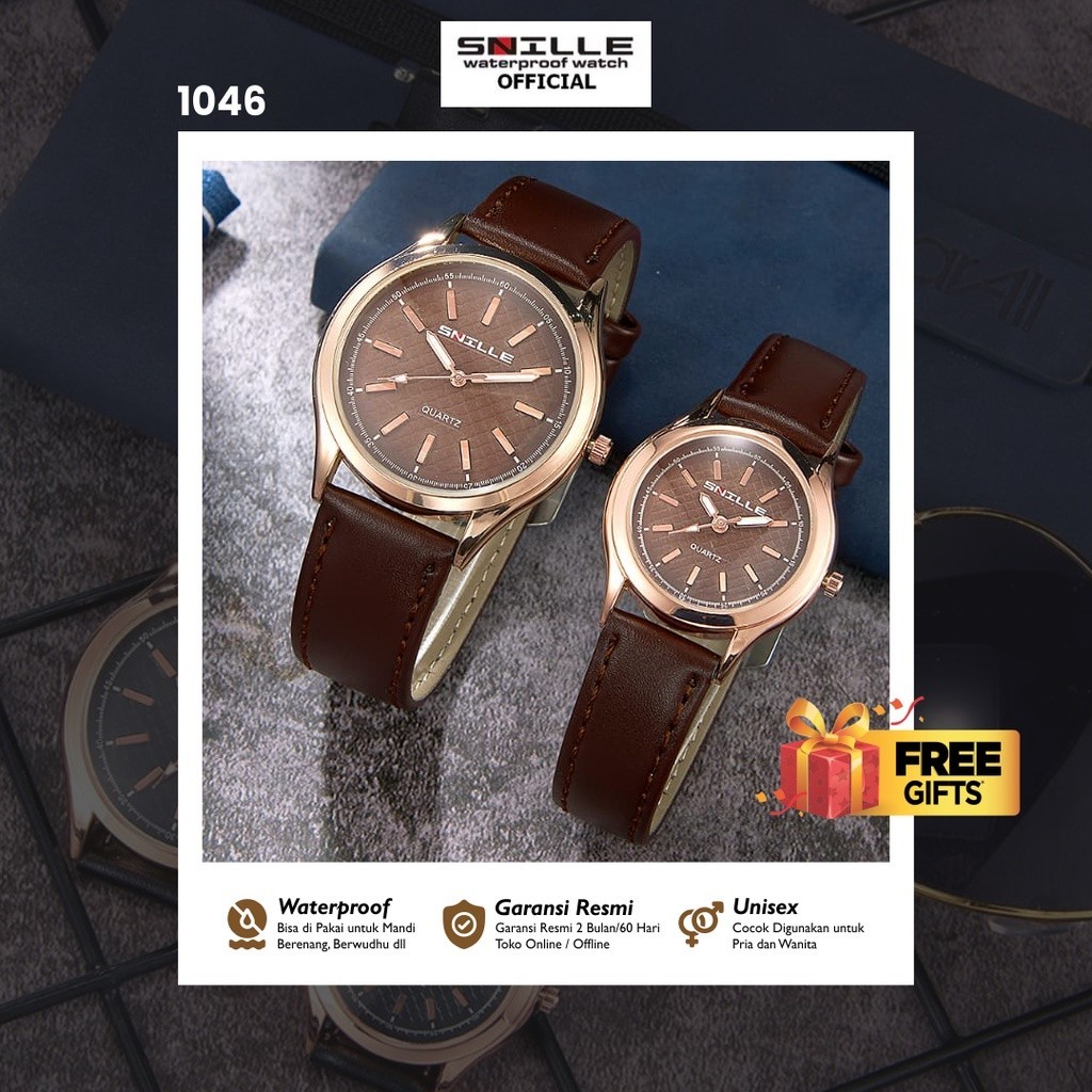 Jam Tangan Wanita Elegan Mewah Casual Analog Tahan air Diameter bulat Strap Tali kulit besar Kecil