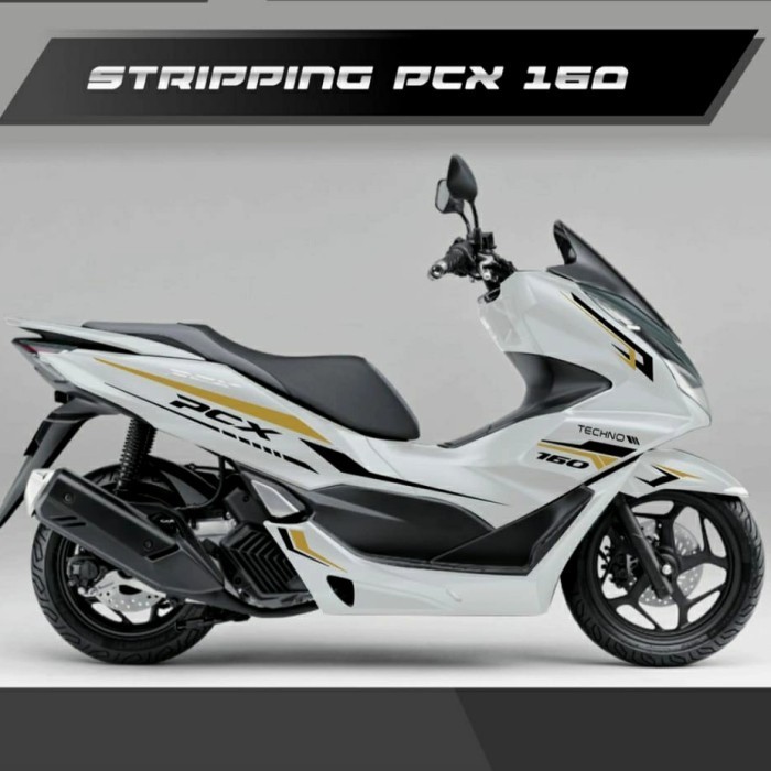 cutting sticker HONDA ALL NEW PCX 160 black gold motor putih