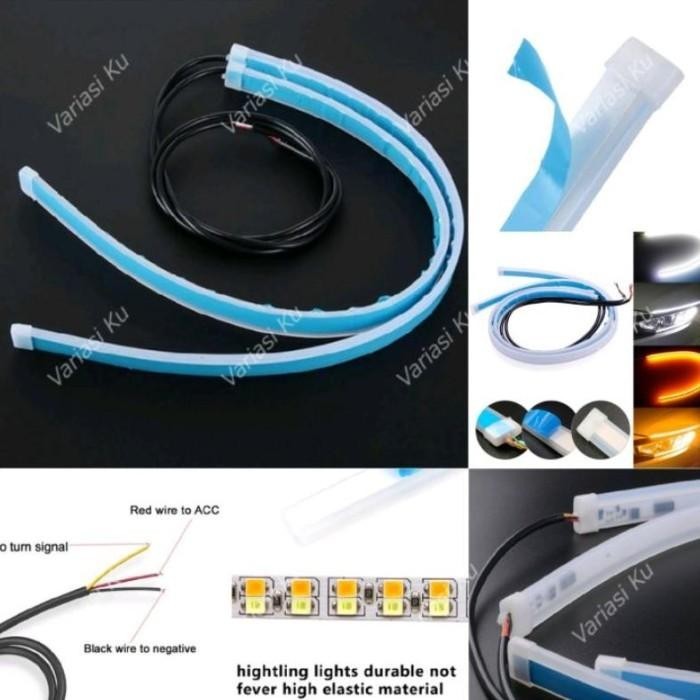 TERMURAH LAMPU DRL LED ALIS SEN MOBIL BERJALAN 2 MODE 60 CM + WELCOME