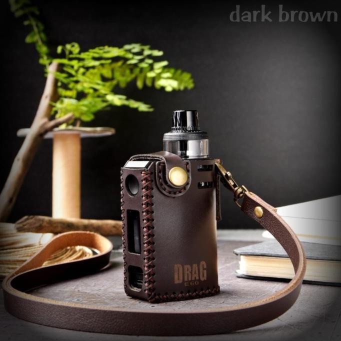 Miliki Sleeve Case/Casing Kulit Drag E60 Bonus Lanyard - Dark Brown .,