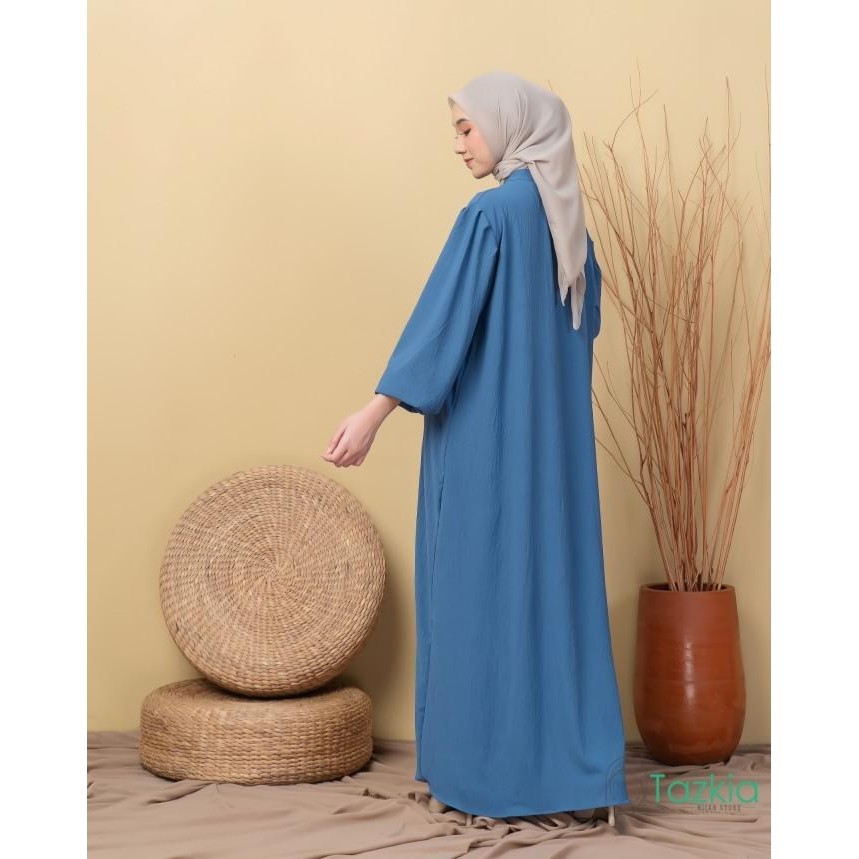 Sale Dress Muslim Wanita | Amelia Denim Gamis Polos Crinkle | Tazkia Hijab Murah