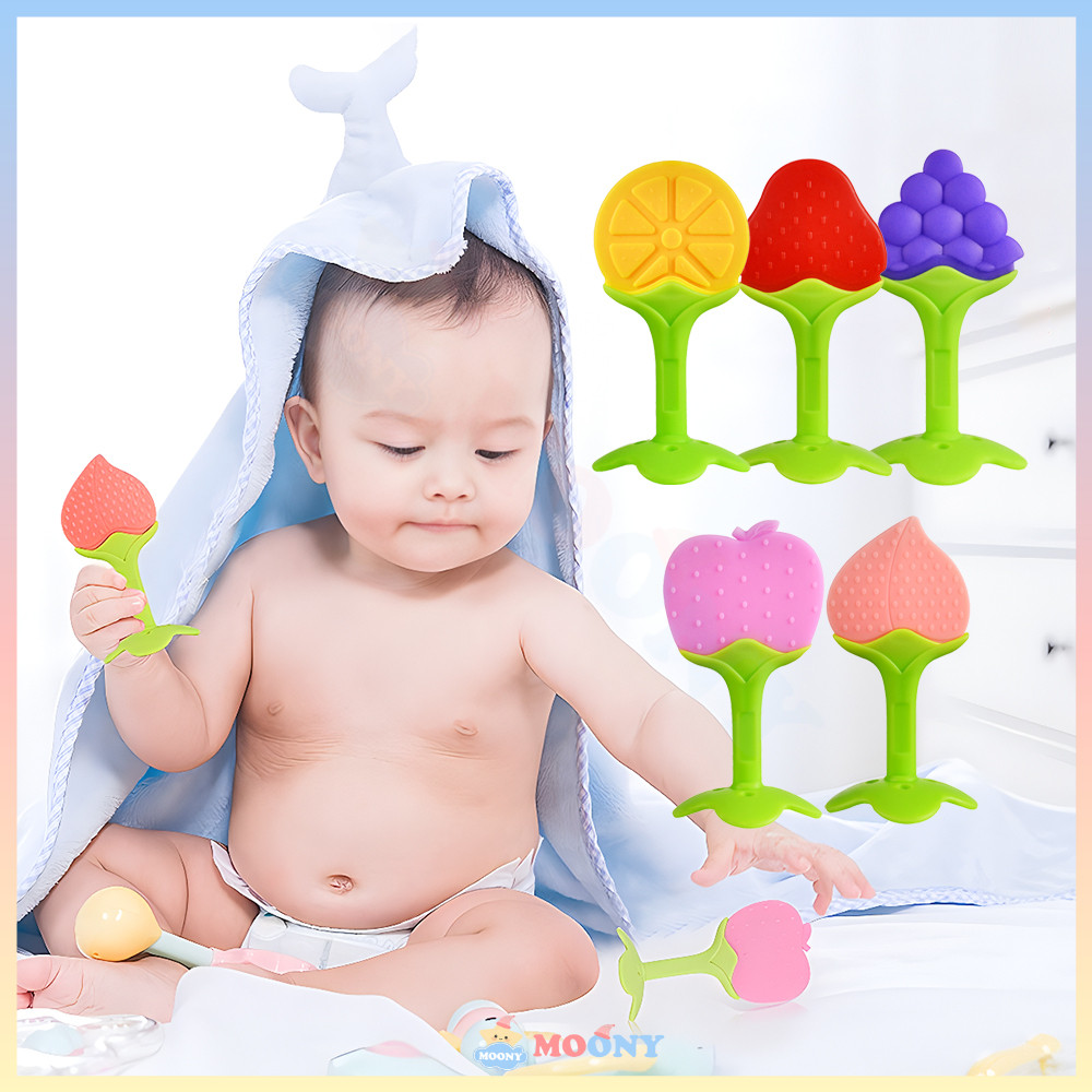 Moony Teether Bayi Silikon Mainan Gigitan Bayi Bentuk Buah