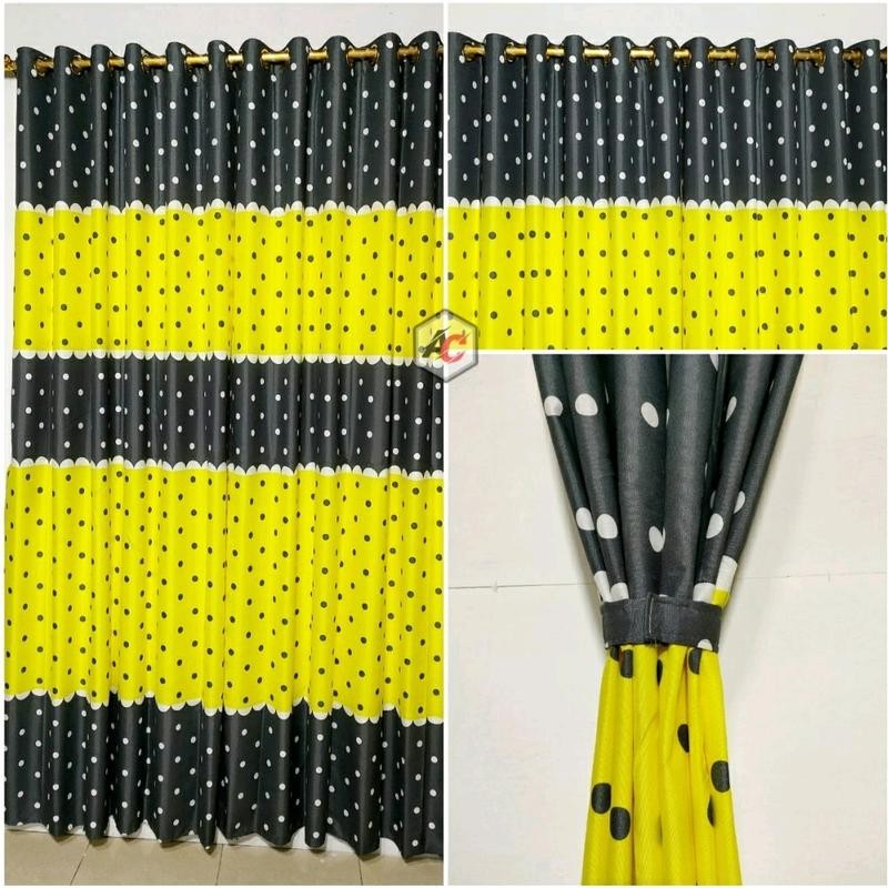gorden pintu dan jendela smokring yellow polka Kain