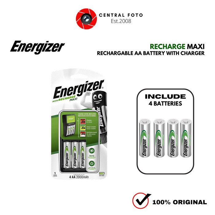 best seller] Jual Charger Baterai AA Energizer Maxi Rechargable Include 4 Baterai