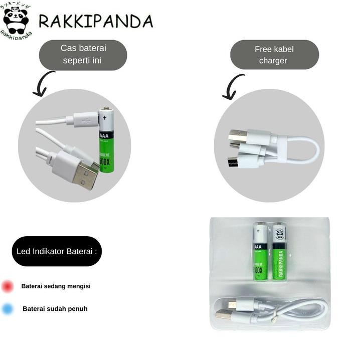 Rakkipanda Baterai Micro Usb Rechargeable Ukuran Aaa