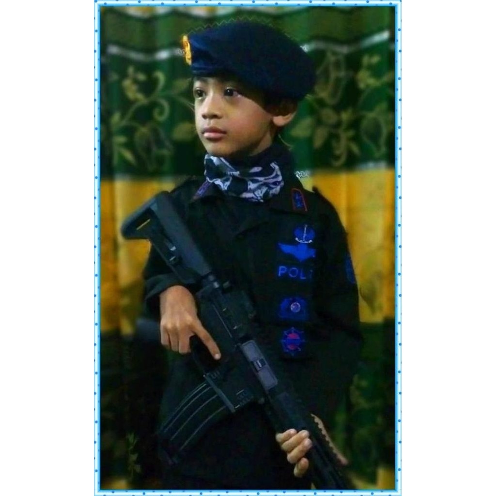 Baruu Baju Pasukan Gegana Baju Brimob Gegana Anak Warna Hitam Komplit Emblem