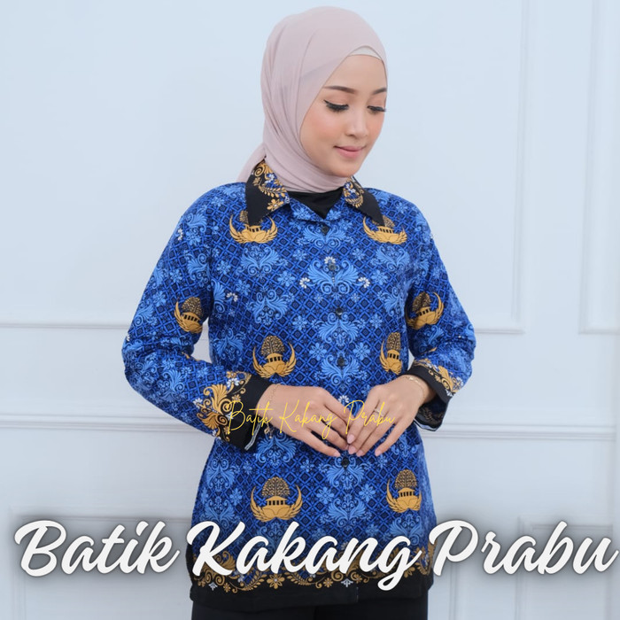 BARANG TERLARIS BAJU KORPRI TERBARU WANITA KERAH HITAM ASN GURU LENGAN PANJANG MODERN READYY