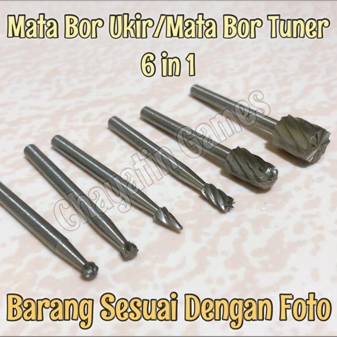 lge Mata Bor Ukir Kayu - Mata Bor Tuner 6 in 1 Ukuran 3mm Untuk Mini Drill