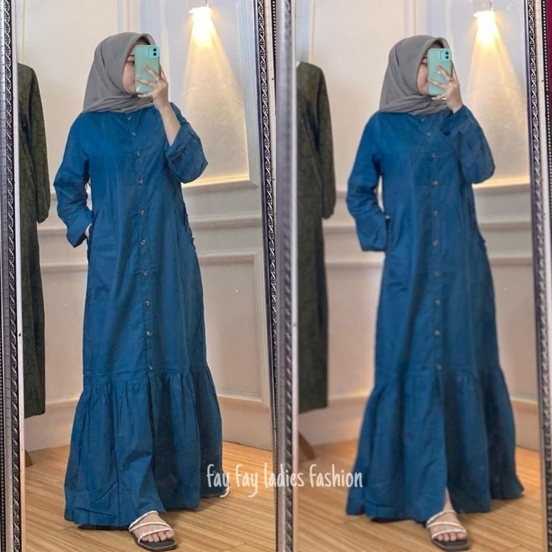 Promo Mega Sale 2.2 // Baju Gamis Polos Katun Model Duyung Kerut Bawah