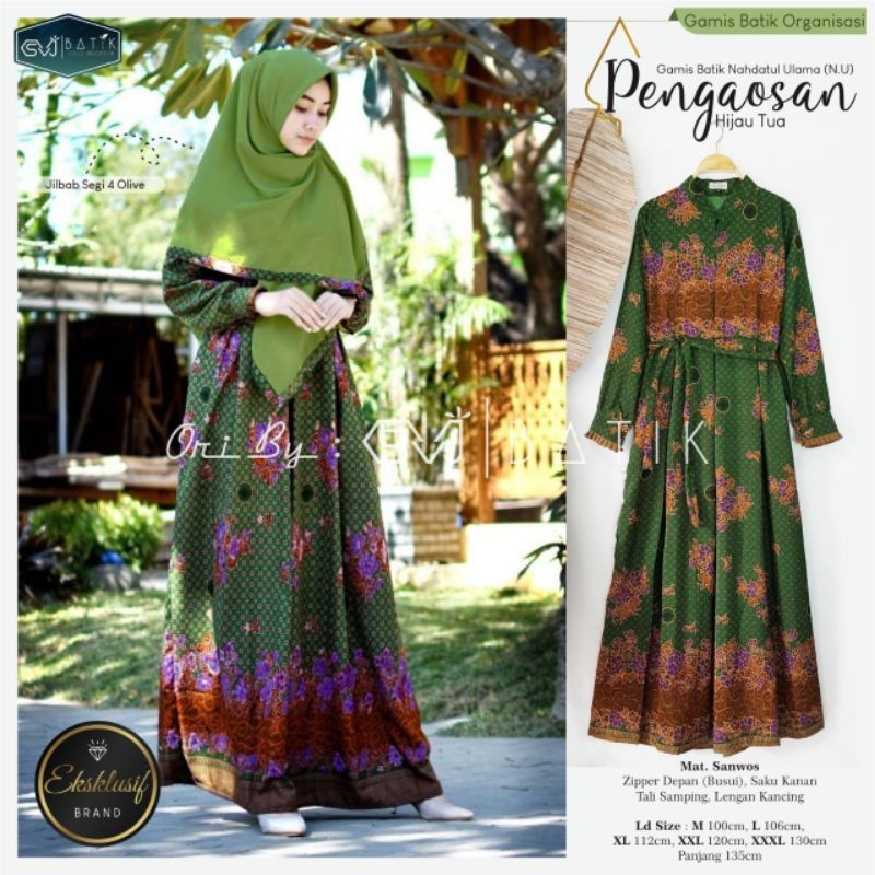 Promo Mega Sale 2.2 // GAMIS BATIK MUSLIMAT NU TERBARU 2023 SERAGAM HIJAU WANITA PAYUNG PENGAJIAN