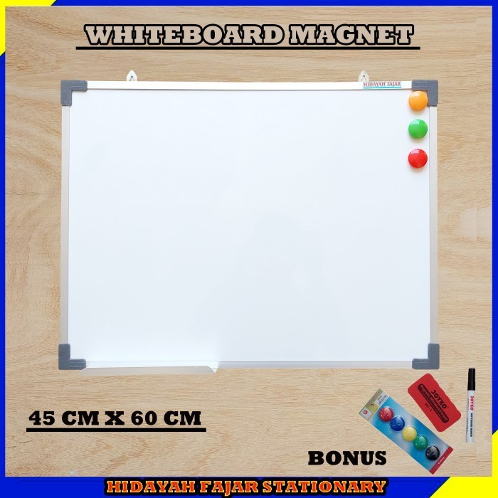 

Ready papan tulis + spidol + penghapus white board + magnet warna