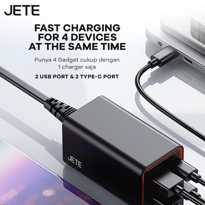 Jete E6 Adaptor Gan Charger 65Watt Fast Charging 4 Port 2 Usb 2 Typec