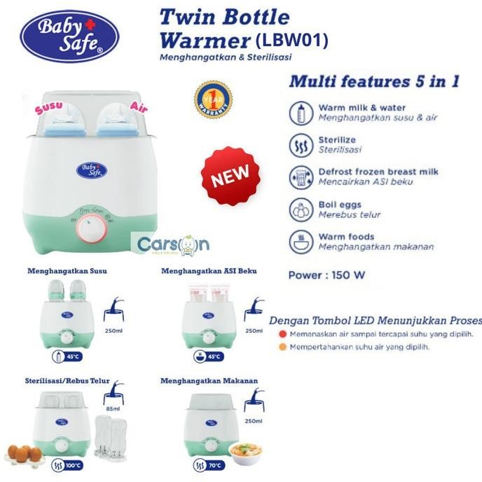Baby Safe Twin Bottle Warmer Babysafe Alat Steril Botol Susu Bayi